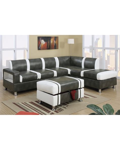 Faux Leather Sectional Sofa Cream White | Baci Living Room