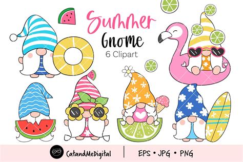 Summer Gnome Clipart Graphic By Catandme · Creative Fabrica