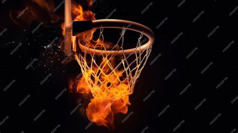 Premium Photo A Basketball Hoop With A Flame On It