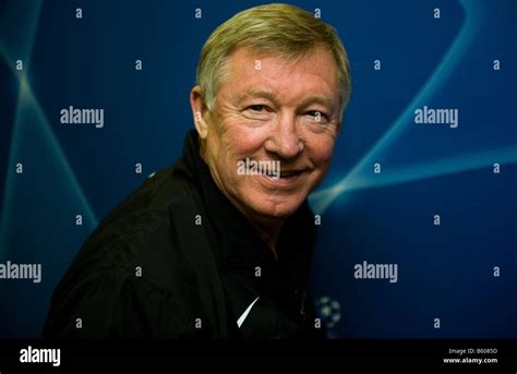 Sir Alex Ferguson Coach Of Manchester United Talks To The Media During