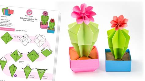 Origami Cactus And Flower Tutorial Paper Kawaii