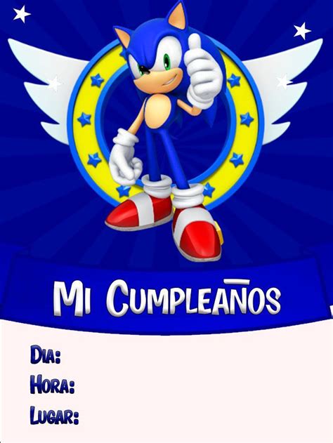 Invitación Cumpleaños Sonic Cumpleaños de sonic Plantillas para