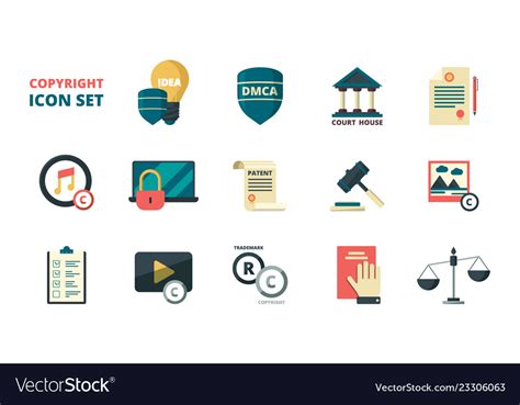 Patent copyright icons intellectual property Vector Image