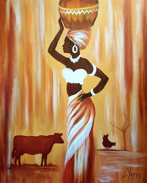 African Woman Carrying Clay Pot On Head Painting By Loraine Yaffe Pixels