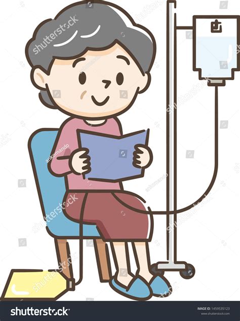 Illustration Senior Woman Undergoing Peritoneal Dialysis 스톡 벡터 로열티 프리