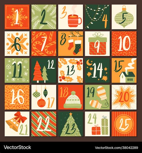 Cute Colorful Hand Drawn Christmas Advent Calendar