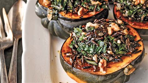 Kale And Wild Rice Stuffed Winter Squash Recipe Epicurious