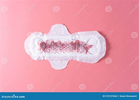 Used Sanitary Pad Sanitary Napkin On Pink Background Menstruation