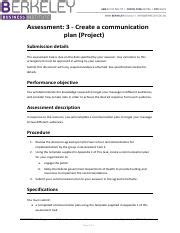 Assessment Task Pdf Assessment Create A Communication Plan