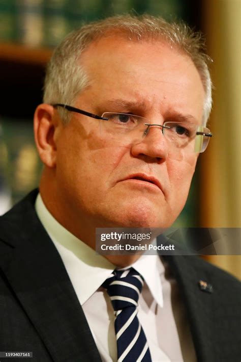 Prime Minister Scott Morrison Talks To The Media At A Press News