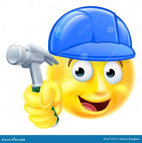 Handy Man Carpenter Builder Emoji Emoticon Cartoon Vector