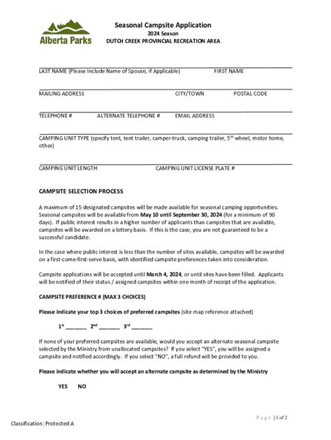 Fillable Online 2024 Seasonal Campsite Application Form Fax Email Print Pdffiller