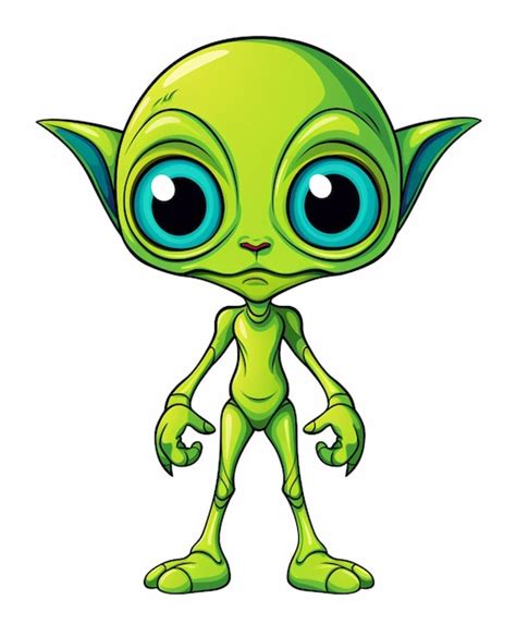 Premium Photo Cartoon Alien With Big Eyes And Green Body Generative Ai