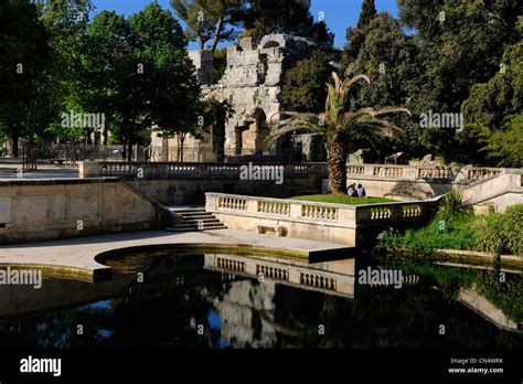 France, Gard, Nimes, the jardins de la fontaine (fountain gardens ...