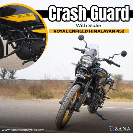 Zana Crash Guard With Slider Texture Black Type Steel For Himalayan