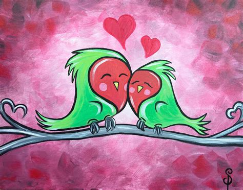 New video: ‘Love Birds’ Valentine’s Day acrylic painting tutorial ...