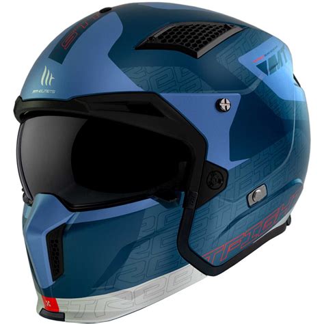 Casco Moto Trial Mt Helmet Streetfighter Sv S Totem C Blu Opaco Vente