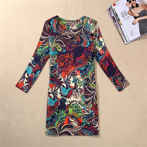 Plus Size Women Clothing 2016 Spring Fall Fashion Flower Print Women