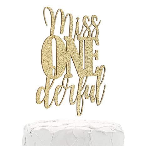 NANASUKO 1st Birthday Cake Topper Miss Onederful Double Sided Gold