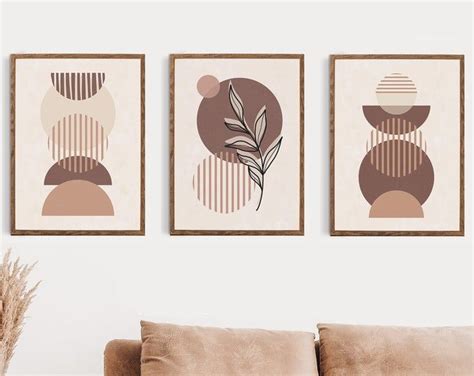 Abstract Botanical Print Set Neutral Wall Art Minimalist Etsy