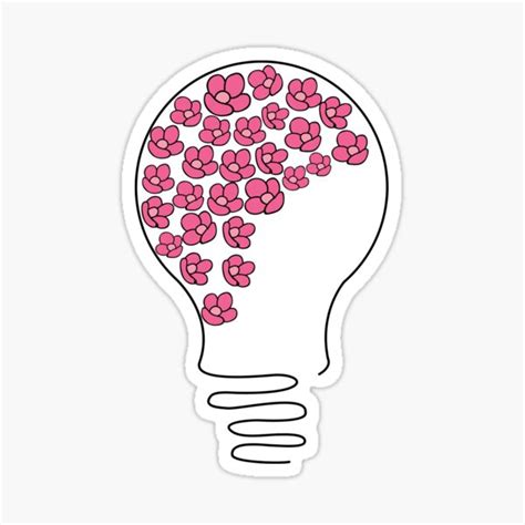 Light Bulb With Pink Flowers Sticker For Sale By Djaafa Redbubble