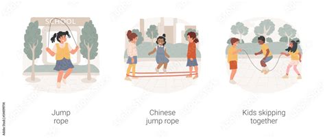 School recess outdoor activities isolated cartoon vector illustration ...