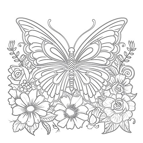 Butterfly On Flower Coloring Page Coloring Pages Mimi Panda