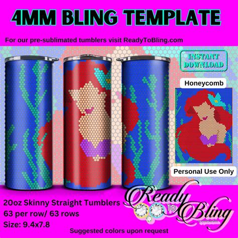 Ss16 4mm Rhinestone Template 20oz Straight Tumbler Bling Template