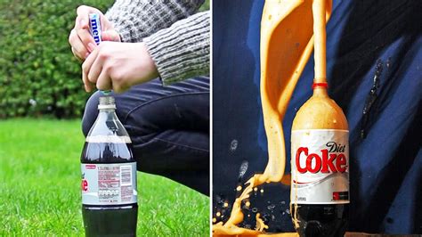 La Science 360 Explosion De Coke Et De Mentos Diet Coke Mentos Experiment Youtube