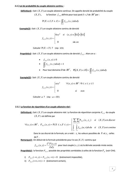 Solution Probabilite Et Statistique Couple Al Atoire R El Et G N