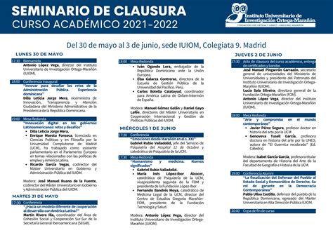 Descarga el programa de la Clausura del Curso académico 2021 2022