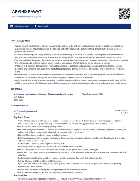 Freight Forwarding Sample And Ready To Use Example Shriresume