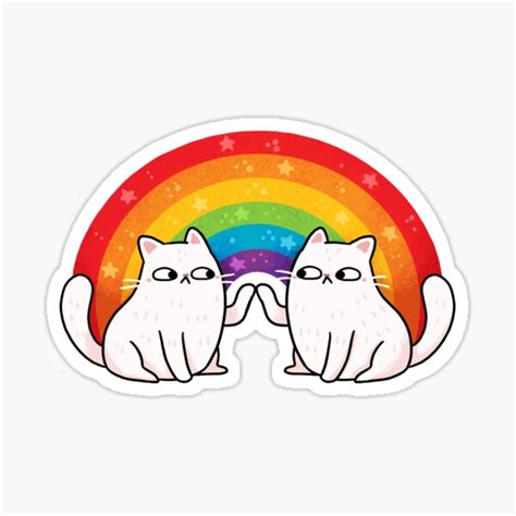 Rainbow Cats Sticker For Sale By Michelledraws Redbubble