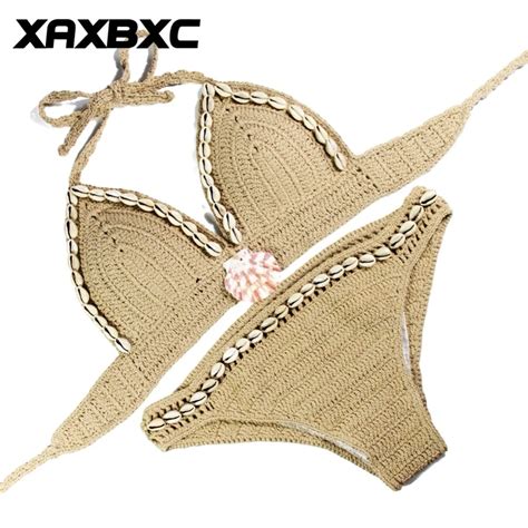 Handmade Crochet Bikini Sexy Shell Women Bikini Set Swimsuit Hot Sex