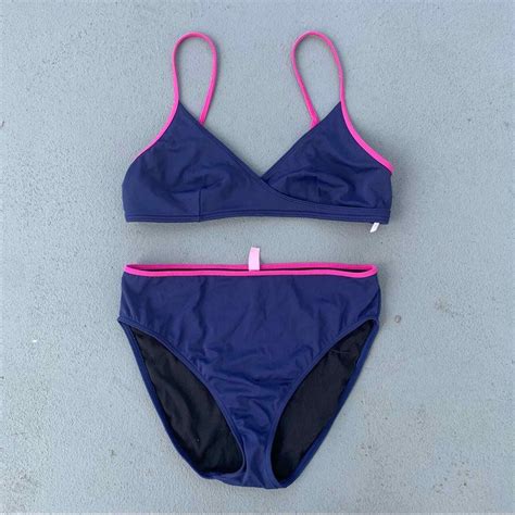 Y K Victorias Secret Bikini Navy Fuchsia Large Gem