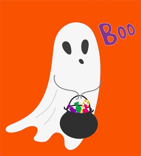 Premium Vector Cute Ghost With Halloween Candy Scary Vector