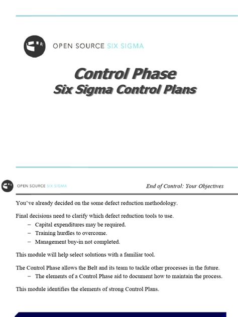 7 - Control - Six Sigma Control Plans | Download Free PDF | Six Sigma | Business