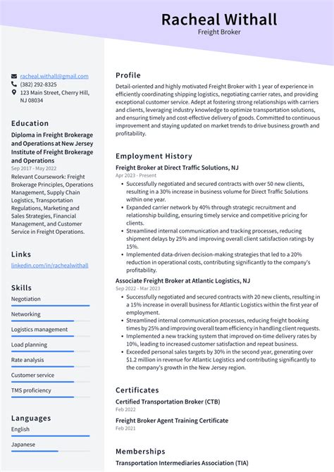 Top Freight Broker Resume Objective Examples Resumecat