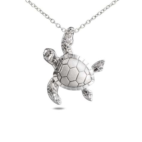 Sterling Silver Punaluu Sea Turtle Pendant Island By Koa Nani