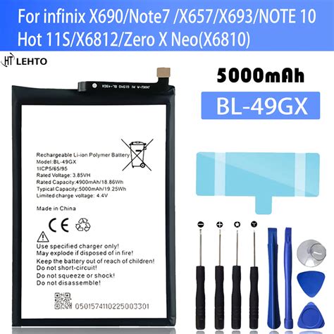 100 Original Capacity Bl 49gx Battery For Infinix Hot 11s Note 10 Note 7 X690 X657