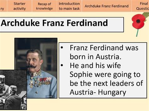 Lesson 3 The Assassination Of Archduke Franz Ferdinand Teaching Resources