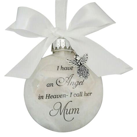 Christmas Ornament Feather Ball Angel In Heaven Memorial Ornament