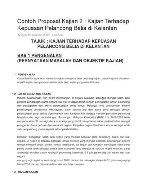 Proposal Contoh Latar Belakang Kajian