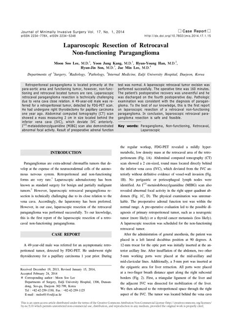 PDF Laparoscopic Resection Of Retrocaval Non Functioning Paraganglioma