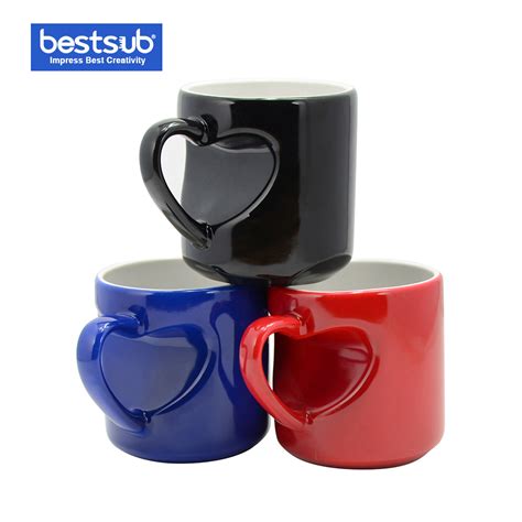 Bestsub Porcelain Heart Shape Handled Color Changing Sublimation Mug