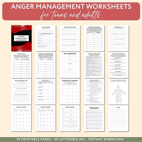 Anger Management Workbook Anger Control Worksheets For Teens And