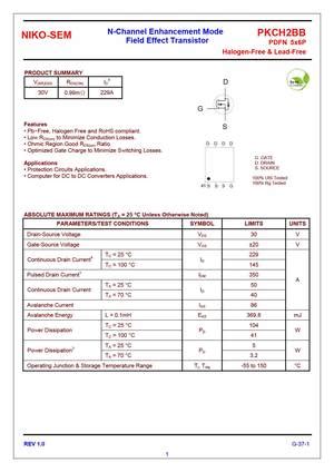 PKCH2BB MOSFET Datasheet Equivalente Reemplazo Hoja De