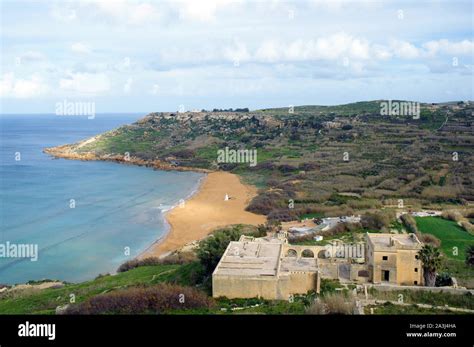 On Red Sandy Beach In Ramla Bay Gozo Malta Stock Photo Alamy