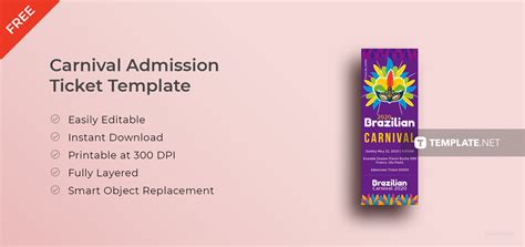 Free Carnival Admission Ticket Template in Adobe Photoshop, Microsoft ...