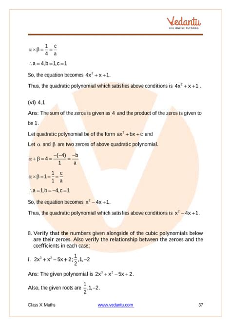 Cbse Class 10 Mathematics Chapter 2 Polynomials Important